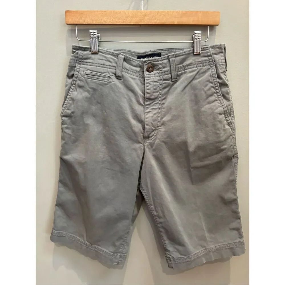 American Eagle extreme flex longer length slim fit pale green khakis 28